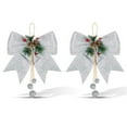 thumbnail image 1 of Billuyoard 2 piezas Feliz Navidad Bowknot Navidad Lentejuelas Guirnalda Adornos Bola de pino brillante Colgantes Corbata Artesanía Regalo Decoración Kits de decoración para fiestas Plata 2 piezas Billuyoard HA009456-03, 1 of 6