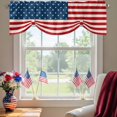 thumbnail image 2 of American Flag Tie Up Valances Curtain, Adjustable Kitchen Independence Day Stars Stripes Linen Style Background Valances for Windows Decor, Rod Pocket Short Curtains Set for Bedroom/Bathroom, 60"x18", 2 of 9