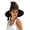 Black, variant on Women's Straw Sun Visor Hat with Bow Back Detail UV Protection Wide Brim Summer Beach Ponytail Hat