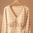 thumbnail image 5 of Women's Maternity Shirts Solid Color Ribbed Long Sleeve Pregnancy Tops V Neck Classic Fashion Lightweight Pregnant Clothes Casual Trendy Blouse Yellow 01 L, 5 of 5