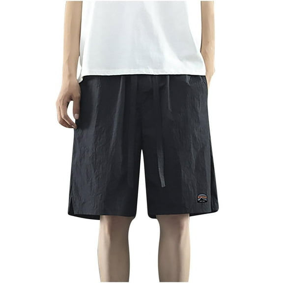 Great Gifts for Less Ndbuld Men's Athletic Short Summer Men's Ice Silk Quick Drying Shorts Men's Summer Casual Sports Capris,Black,L