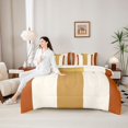 thumbnail image 5 of Homewish Modern Geometric Stripe 7-Piece King Bedding,Orange Gold White King Bed in a Bag,Reversible, 5 of 8