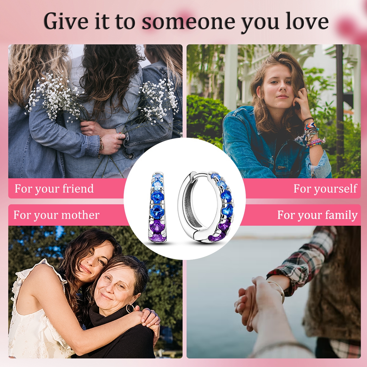 MULA European 925 Sterling Silver Night Sky Hoop Earrings, Sparkling 5A Zircon Women's Jewelry Birthday Gift for Her