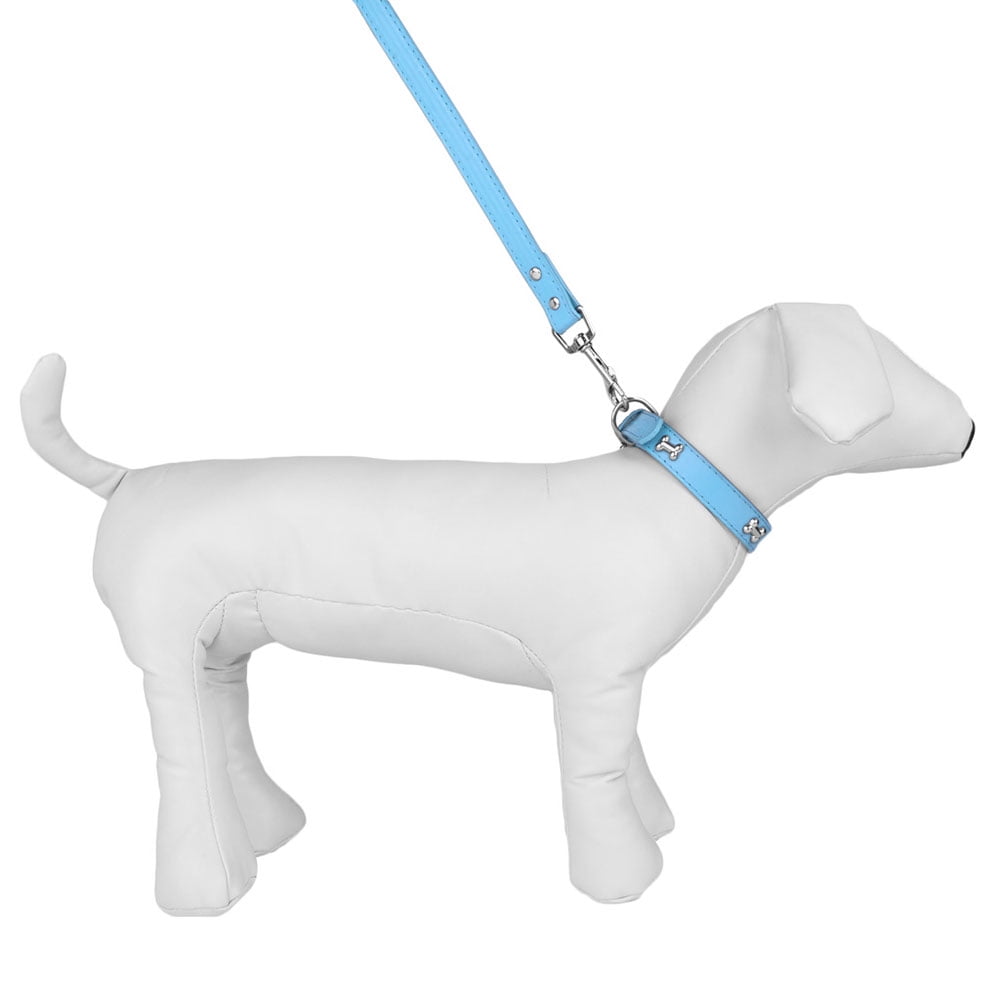 CUECUEPET Embellished Bone Charm Dog Collar and 44.5 inch Leash for Walking [Multiple Sizes]
