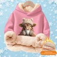 thumbnail image 5 of Byoo Boy Lined Hooded Sweatshirt Classic Cute Cow Printing Full Sleeve Unisex Hoodie Kids Winter Pullover Top,Pink, 5 of 5