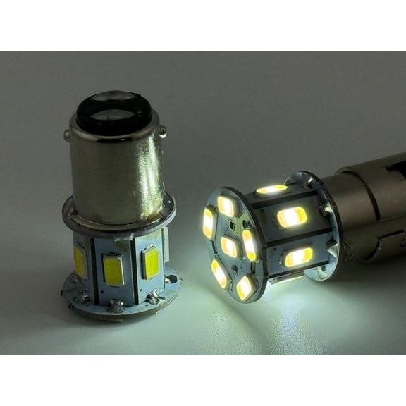 Rebaydo 2pcs BA15D LED 1142 6 to 12 Volt AC or DC Dual Contact Single Filament (Color:White 6000K;)