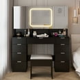 thumbnail image 4 of Ktaxon Large 47.24" Makeup Vanity Table Set with Hidden Storage, 9-Drawer Dressing Table, Bedroom Makeup Table, Black, 4 of 12