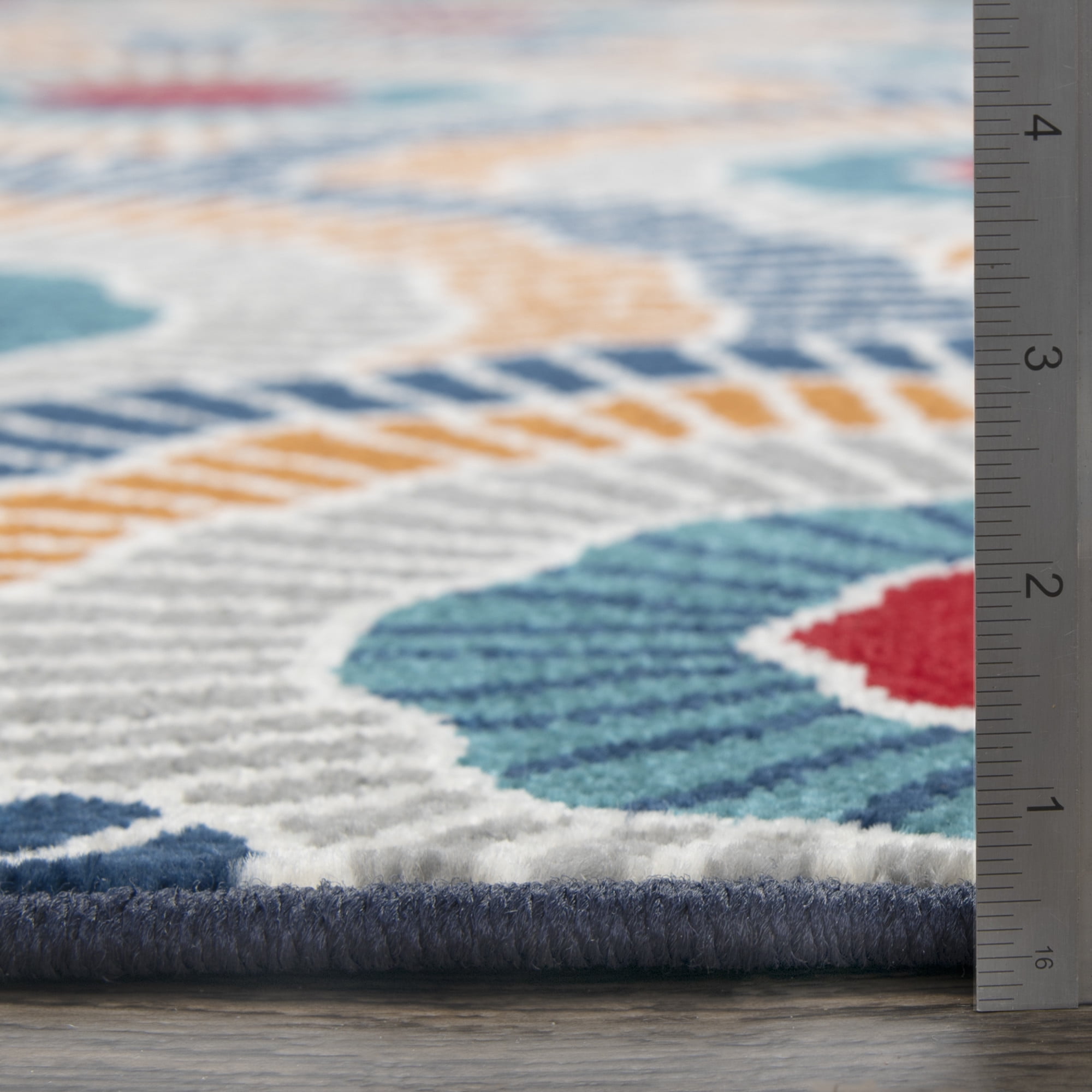 Loomaknoti Terrace Tropic Ferley 2' x 7' Abstract Indoor/Outdoor Runner Rug , Blue/Red