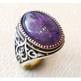 thumbnail image 6 of Amethyst Mens Ring, Natural Amethyst, February Birth, Silver Jewelry, 925 Silver Ring, Birthday Gift, Heavy Mens Ring, Arabic Design, Ottoman Style Ring, Christmas, Turkey Mens Signet Ring, 6 of 6