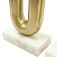 thumbnail image 4 of DecMode 4 Candle Gold Aluminum Metal Geometric U-Shaped Candle Holder with Marble Bases, Set of 2, 4 of 13