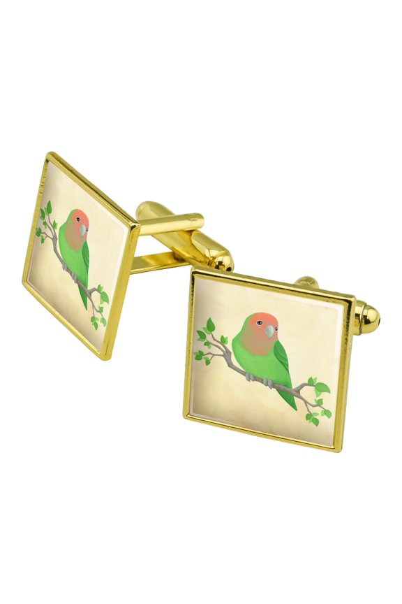 Lovely Lovebird Square Cufflink Set - Silver or Gold