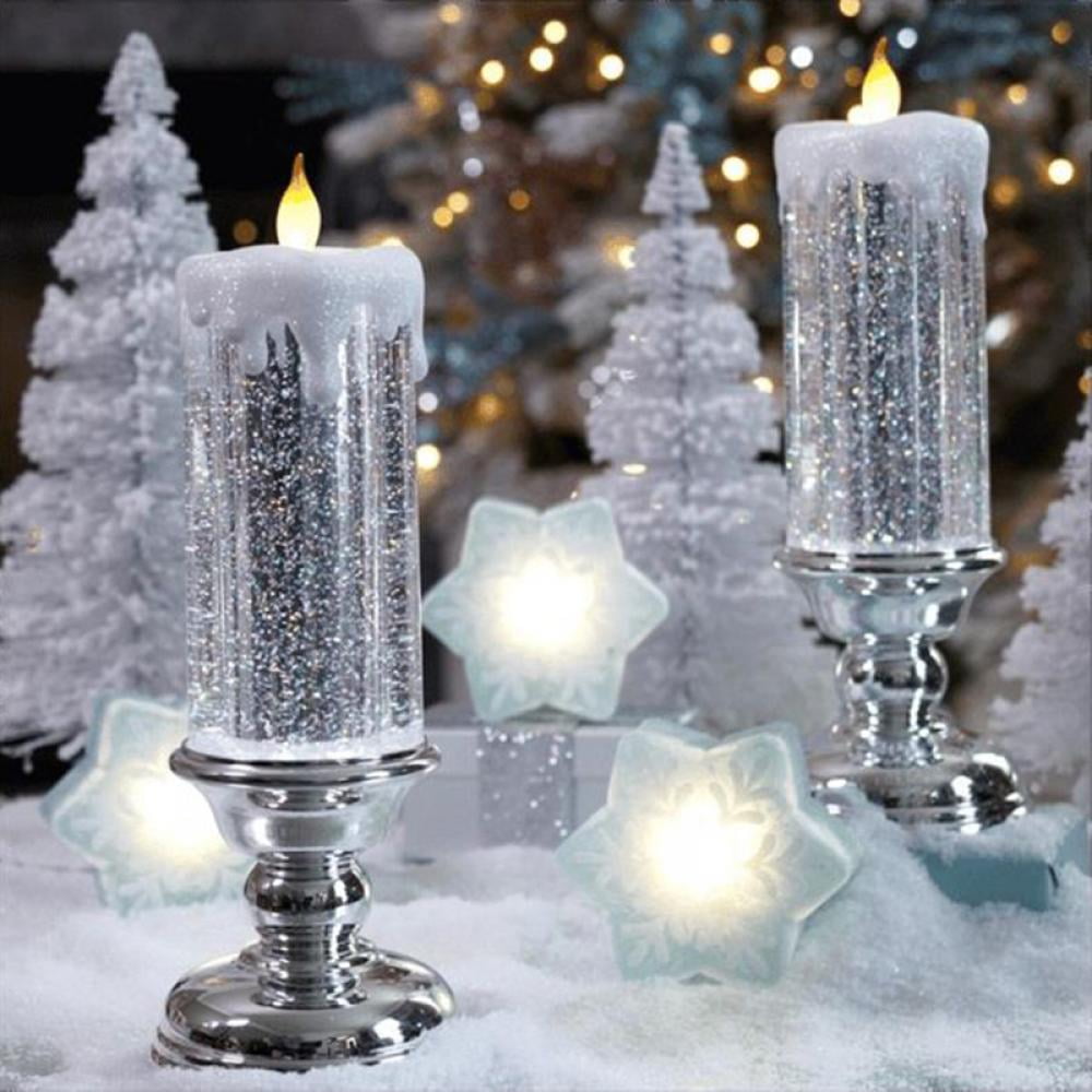 LED Water Candle with Glitter USB Rechargeable Color Changing