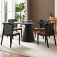 thumbnail image 3 of WILLIAMSPACE 47.24" Round Dining Table for 4 to 6, Modern Wood Kitchen Table Mid Century Circular Tabletop Conical Base Restaurant Furniture for Dining Room Kitchen Leisure Coffee Table, Black, 3 of 8