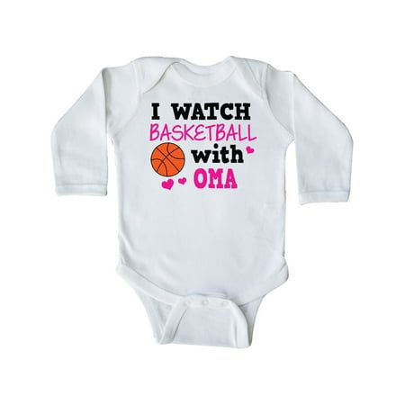 

Inktastic I Watch Basketball with Oma Gift Baby Girl Long Sleeve Bodysuit