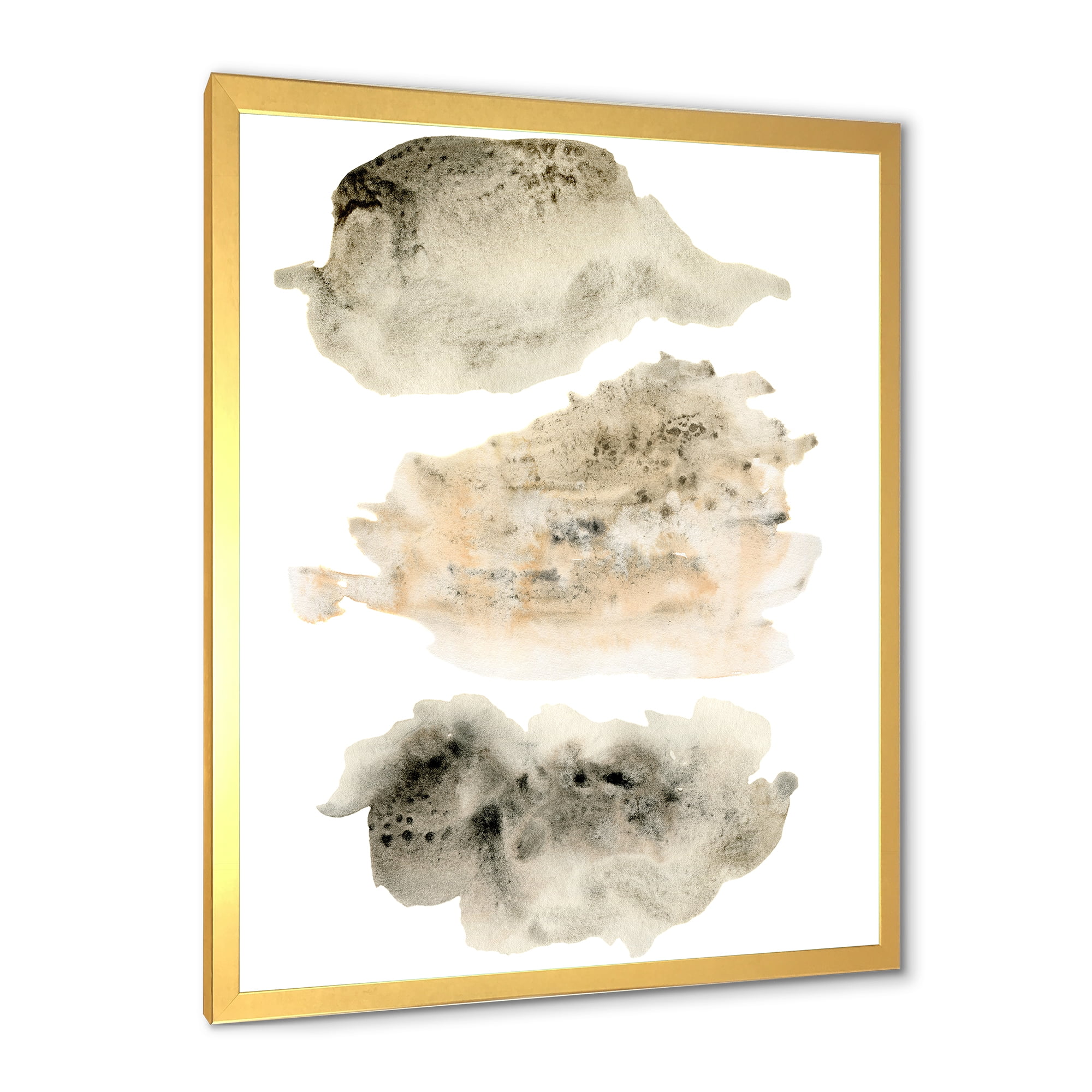 Designart 'Golden Beige and Grey Clouds I' Modern Framed Art Print