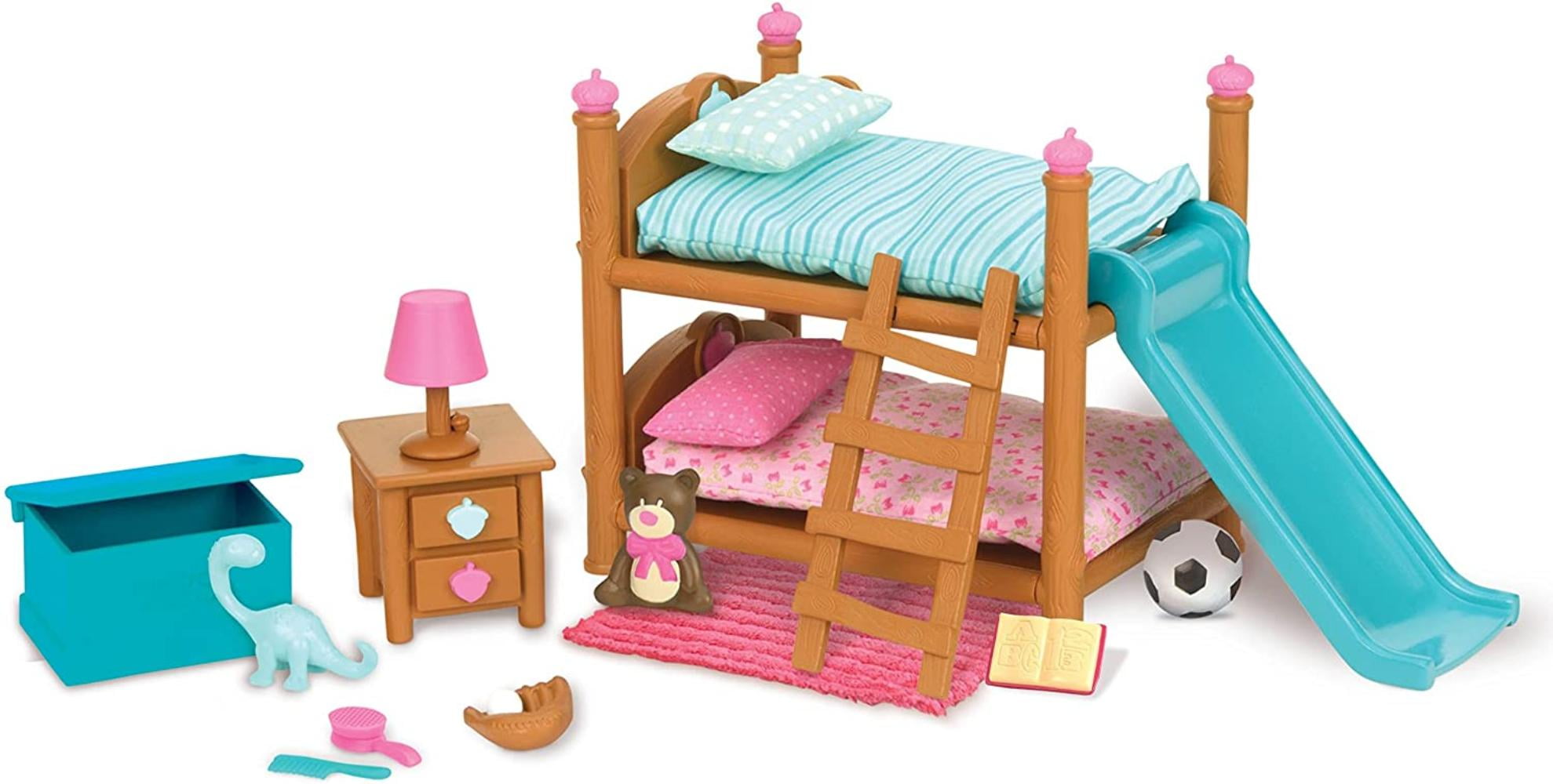 Li L Woodzeez Bunk Beds Playset, Miniature Bunk Beds