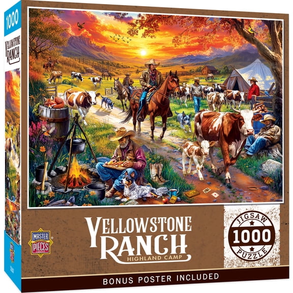 MasterPieces Yellowstone Ranch - Highland Camp 1000 Piece Jigsaw Puzzle - Crafting Fun for Adults