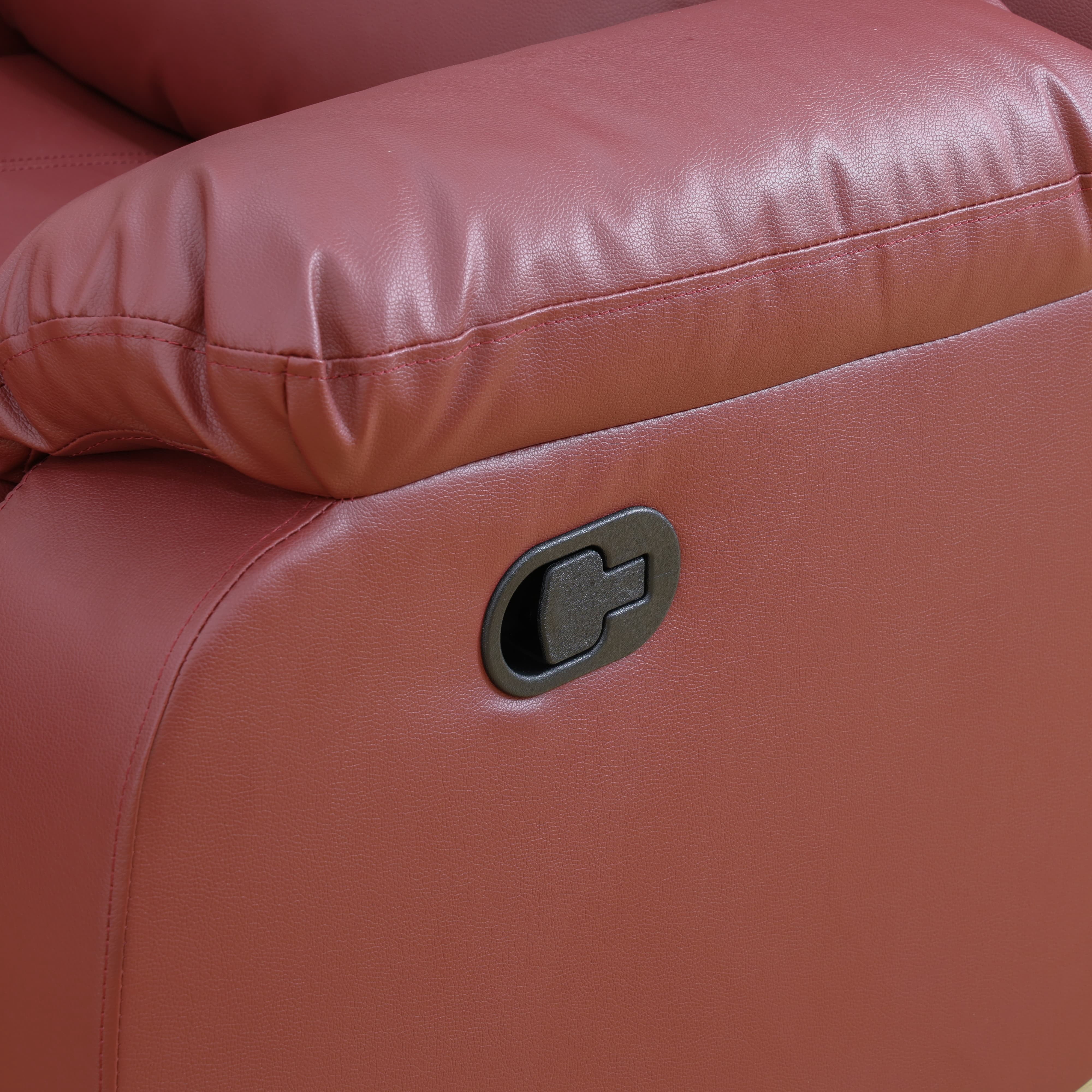 MAYEERTY Power Reclining Sofa, Electric 3-Seat Leather Recliner with Reversible Coffee Table for Living Room, Red