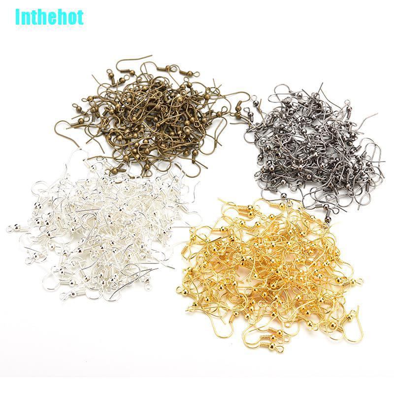 200pcs Silver/Gold Plated Earring Hook Coil Ear Wire For Jewelry Making Findings 