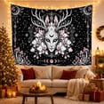 thumbnail image 3 of Deer Head with Moon Antlers, Mystical Cottagecore Style for Wildlife Lovers, Celestial Forest Decor, Housewarming Gift, Tapestry Wall Hanging for Bedroom, Living Room and Dorm, 3 of 7