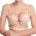 thumbnail image 2 of WTXUE Women Bras | Bras for Women s Summer Gathering Underwear Top Thin Bottom Thick U Shaped Back Comfortable Push up Bra | 1 Piece Beige Size 34, 2 of 5