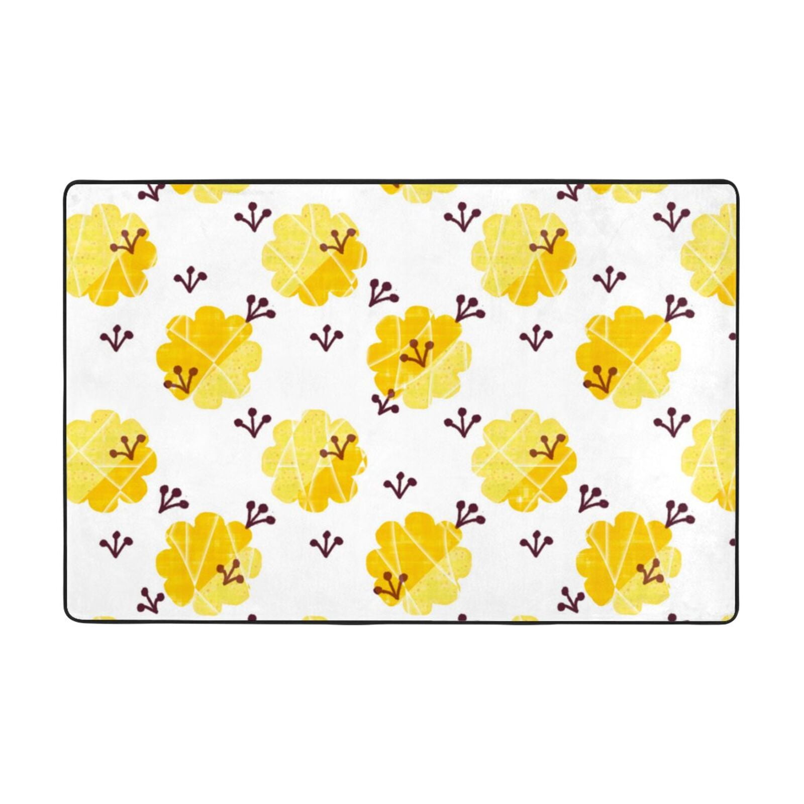 Bathroom Rug Non-Slip Mat, Super Soft Absorbent Bath Mat - Yellow Polka ...