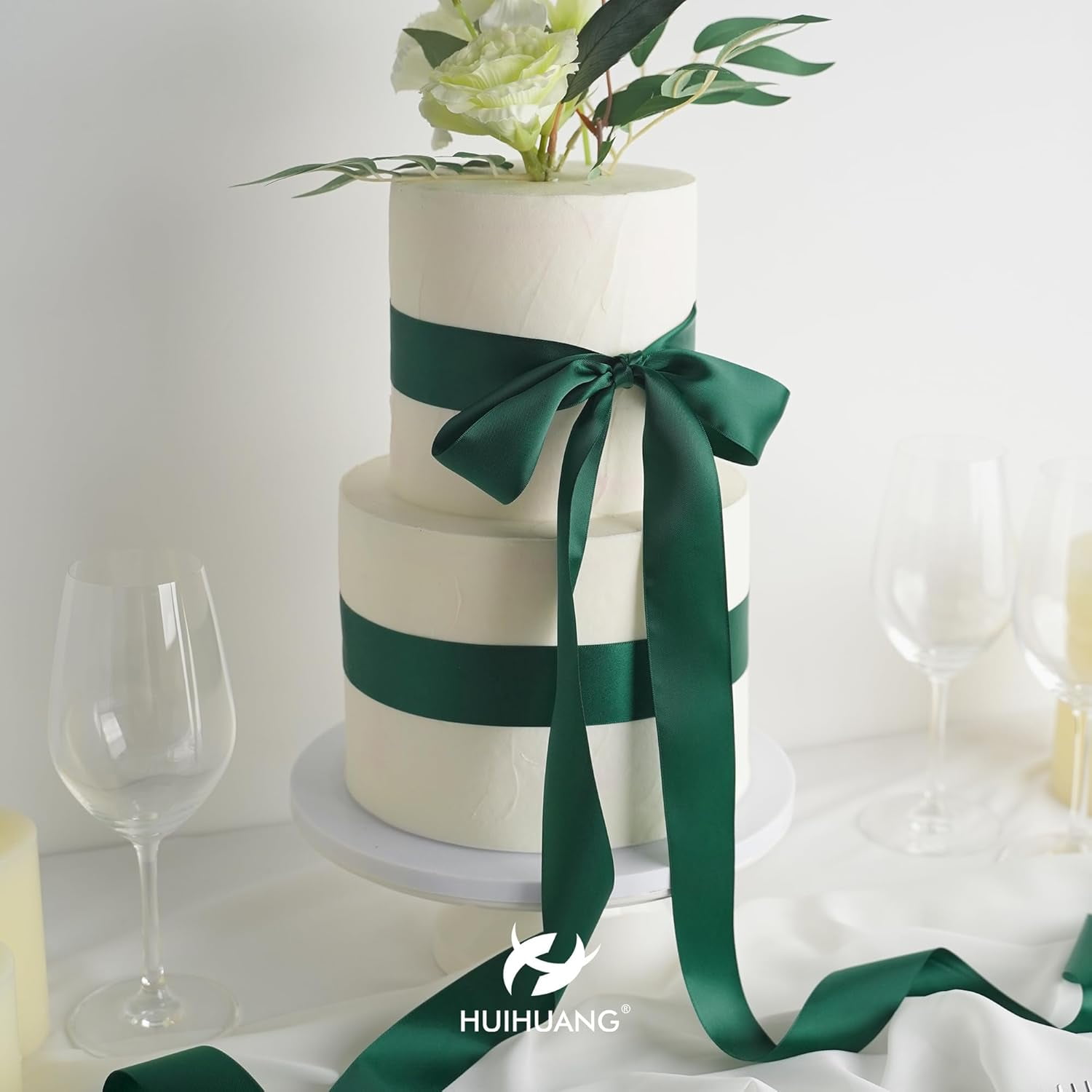1-1/2 inch Hunter Green Ribbon Double-Faced Satin Ribbon 50 Yards Dark Green Ribbon for Crafts, Gift Wrapping, Flower Bouquet Wrap, Invitations, Holiday Decor, Bows Making