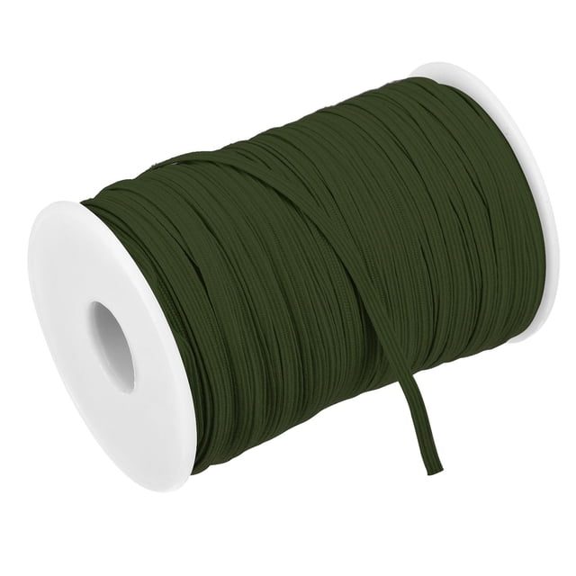 Plano Elástico Banda para Coser 1/8"(3mm)x109 Yardas Ejército Verde Trenzado Estiramiento Correa Cordón Rollo para Pelucas Artesanías Bricolaje