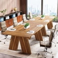 thumbnail image 6 of Finmind 6 ft Wood Conference Table, Large Boardroom Desk with Solid Wood Legs, 6 of 8