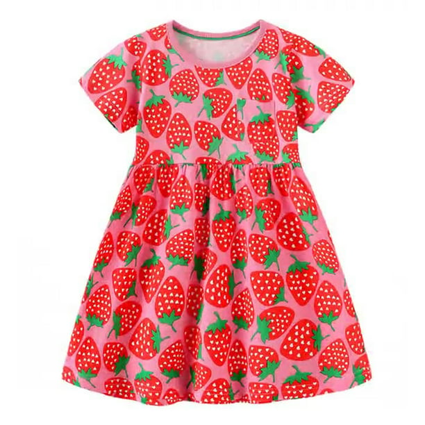 Aolyty Toddler Girls Dresses Short Sleeve Sundress Summer Dress 4T ...
