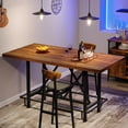 thumbnail image 1 of Fnova 35.4" Tall Dining Table, Rectangular Counter Height Kitchen Table with Metal Footrest for 6 People, 1 of 17