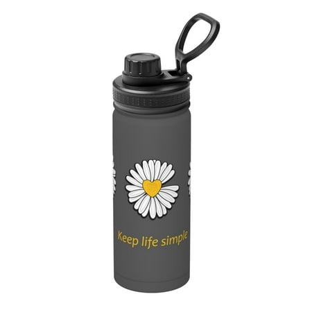 

Uemuo Keep Life Simple Daisy Flower 18OZ Insulated Kettle Sports Water Bottle Stainless Steel Kettle Vacuum Insulated Flask Flip Lid Travel Mug