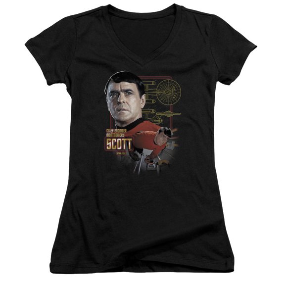 Star Trek Chief Engineer Scott Junior Women's V-Neck T-Shirt Black
