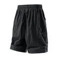 thumbnail image 7 of GSPCLAM Mens Plus Size Shorts Stretchy Summer Quick Dry Roomy Solid Classic Drawstring Elastic Waist with Zipper Pockets Athleisure Soft Shorts for Running Black XXL, 7 of 7