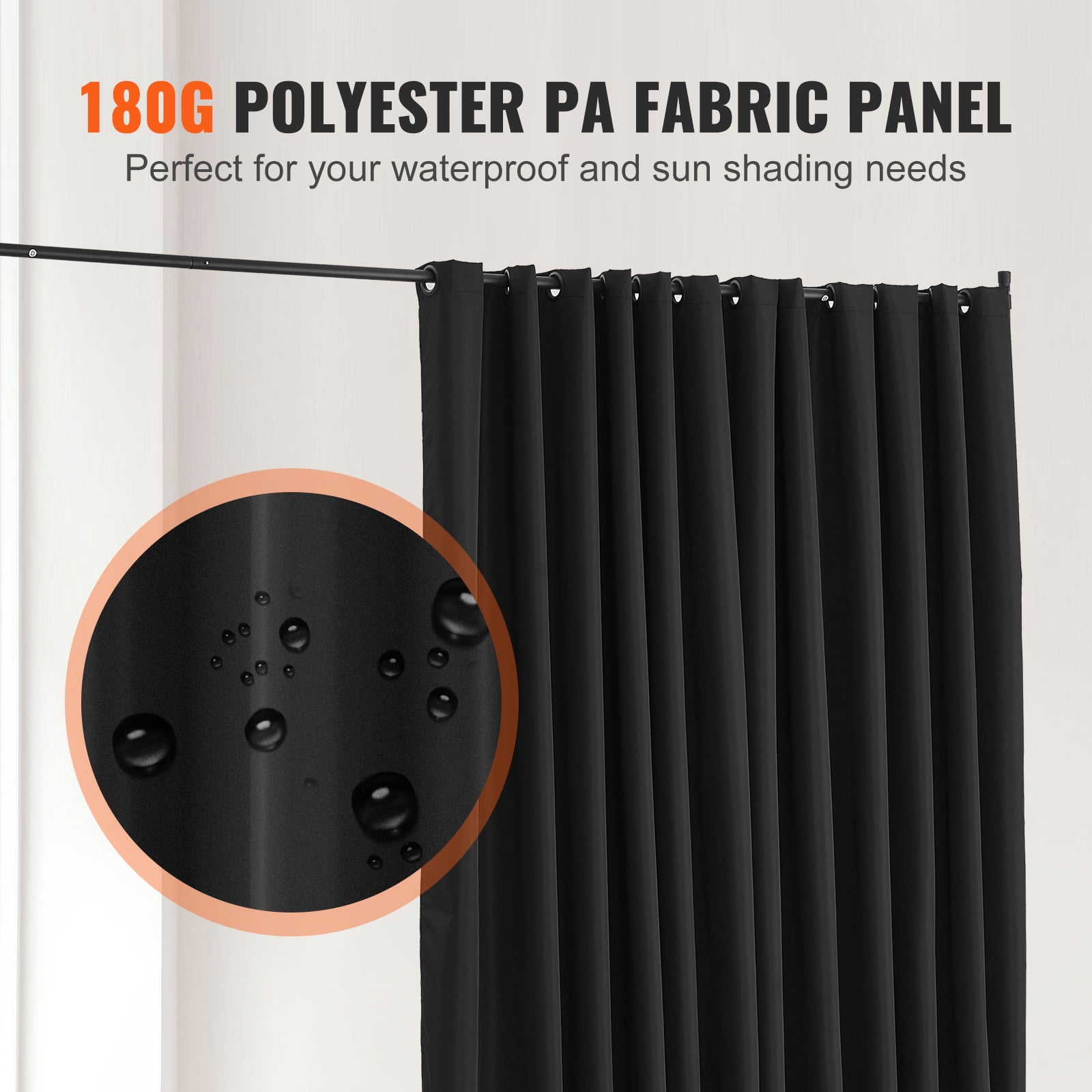 VEVOR Room Divider, Portable Panel Room Divider with Wheels Curtain Divider Stand, Freestanding Room Divider Privacy Screen for Office, Bedroom, Dining Room, Study, Black