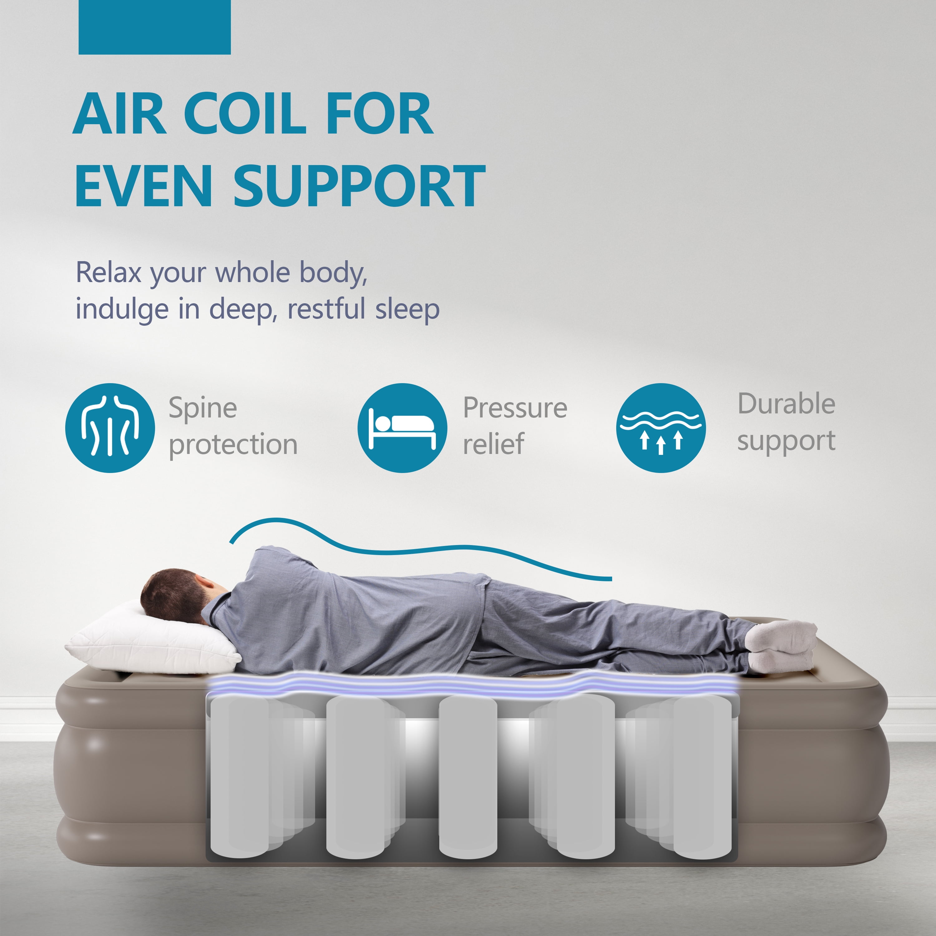 Twin Air Mattress with Built in Pump,Inflatable High Portable,Blow Up Air Bed for Home,Travel and Guest(Khaki)