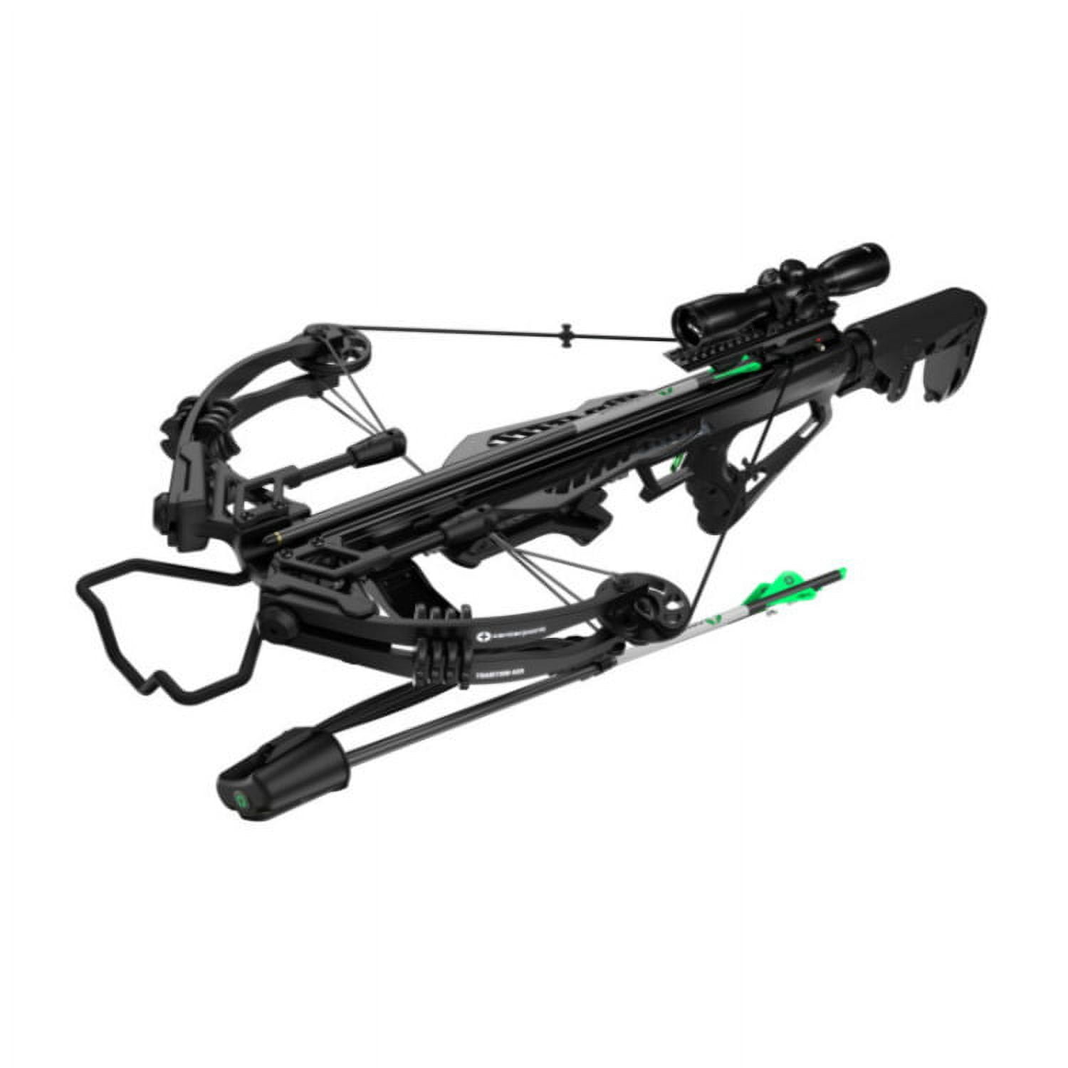 CenterPoint Tradition 405 Crossbow Package, 405 FPS, Whisper Silencing System, 4x32 Illuminated Scope, Stealth Black (C0002)