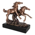 thumbnail image 5 of Large 11"L Rustic Western 2 Running Wild Equine Horses Bronzed Resin Statue, 5 of 10