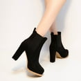thumbnail image 1 of EGNMCR Bottes Mi-Hautes Jusqu'au Genou pour Femmes, Bottes Mi-Mollet pour Femmes à Bout Rond à Imprimé Léopard et d'Hiver à Talon Épais à Tige Basse Mode Femmes Chaussures pour Femmes, 1 of 9