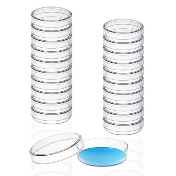 30 Pack 60 X 15 mm Plastic with Lids, Deep Clean, Sterile Plates, Sterile Dish for Science