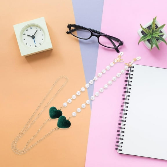 ELAYARD Glasses Cord Heart Shaped Glasses Chain Metal Dark Green 1Pack Anti Loss Design For Women