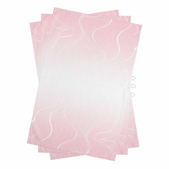 Pink Geometric Kitchen Towels Set of 3, Water Absorbent Dish Towel, Modern White Stripe Abstract Distortion Art Decorative Hand Towels - Quick Drying Cloth for Cooking Baking, 18x28 Inch