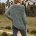thumbnail image 2 of TEMOFON Women Tops Fall Casual Loose Fit Long Sleeves Blouses Fashion Dressy Round Neck Soild Armygreen Knit Tunic Shirts for Women Clothes Size M, 2 of 3