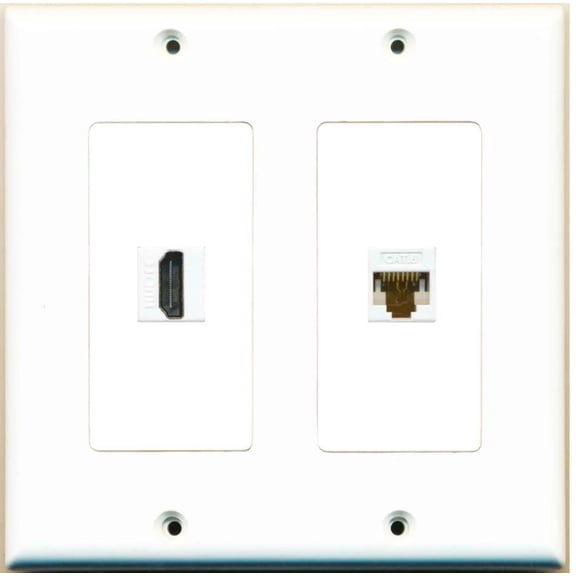 Ultra Spec Cables HDMI and Cat6 Ethernet F/F 2 Gang Port Jack Wall Plate