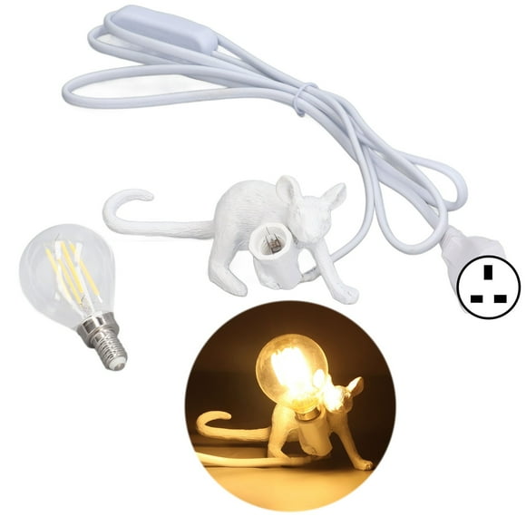 Resin Mouse Table Lamp for Bedroom Study Cafe - White