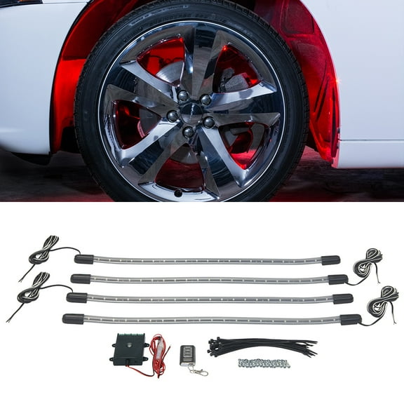 LEDGlow 4pc Red LED Wheel Well Lighting Kit