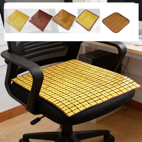 Hyknon Cooling Bamboo Chair Cuhsions Breathable Anti-Slip Car Seat Cushion Comfortable Chair Mat Pads for Office Home Summer (15.7x15.7")