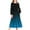 Blue, variant on Loopsun Girls Long Sleeve Dress, Girls Solid Print Long Sleeve Crew Neck Midi Dress with Side Pockets Green, 14-15 Years