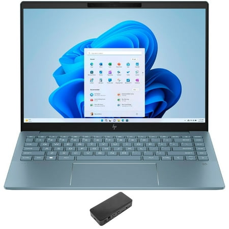 HP Pavilion Plus 14 Home/Business Laptop (AMD Ryzen 5 7540U 6-Core, 14.0in 60 Hz Wide UXGA (1920x1200), AMD Radeon, 16GB LPDDR5X 6400MHz RAM, 512GB SSD, Backlit KB, Win 11 Home) with USB-C Dock
