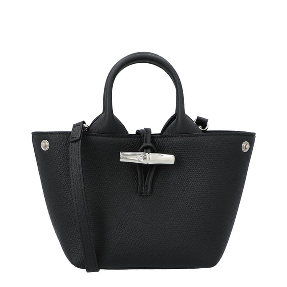 Longchamp Le Roseau Extra Small Leather Handbag, Black